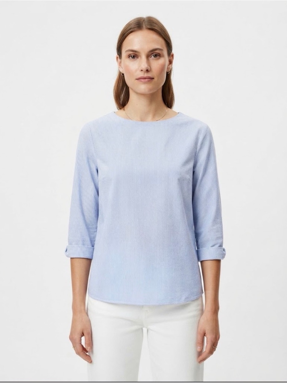 & Other Stories Paris Atelier Blue Stripe Boatneck Blouse Size US 6 / EUR 36
